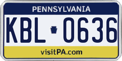 PA license plate KBL0636