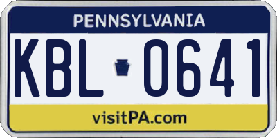 PA license plate KBL0641