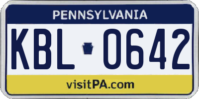 PA license plate KBL0642