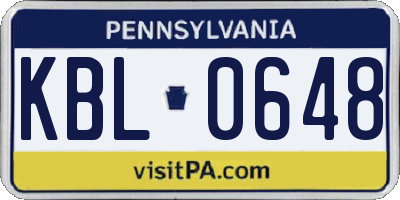 PA license plate KBL0648