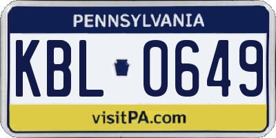 PA license plate KBL0649