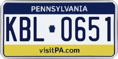 PA license plate KBL0651