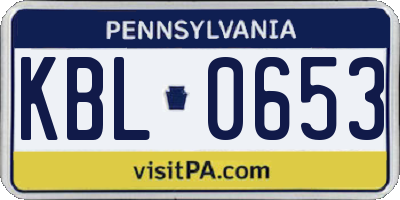 PA license plate KBL0653