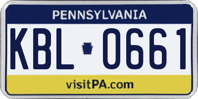 PA license plate KBL0661