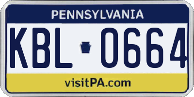 PA license plate KBL0664