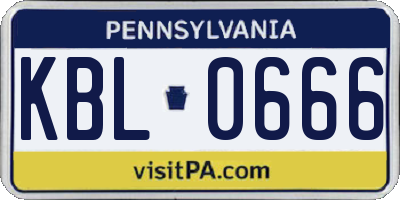 PA license plate KBL0666