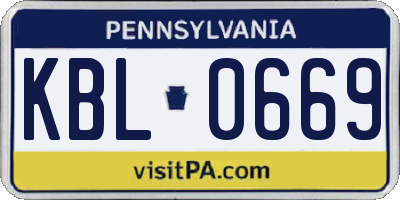 PA license plate KBL0669