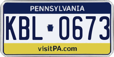 PA license plate KBL0673