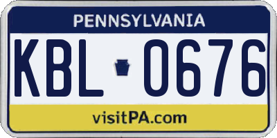 PA license plate KBL0676