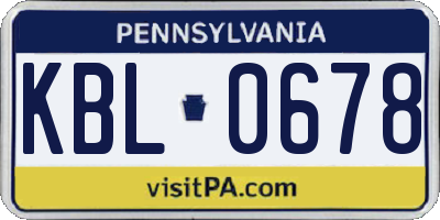 PA license plate KBL0678
