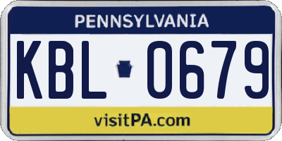 PA license plate KBL0679