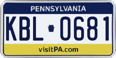 PA license plate KBL0681