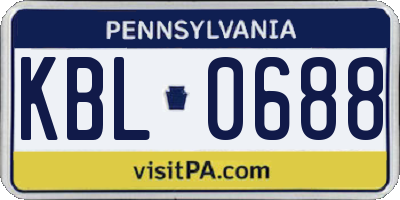 PA license plate KBL0688