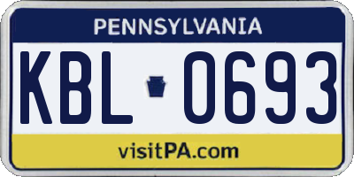PA license plate KBL0693