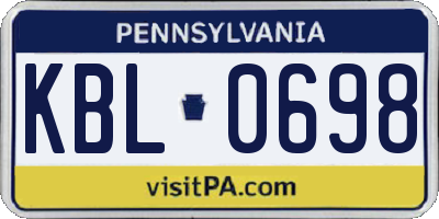 PA license plate KBL0698