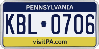 PA license plate KBL0706