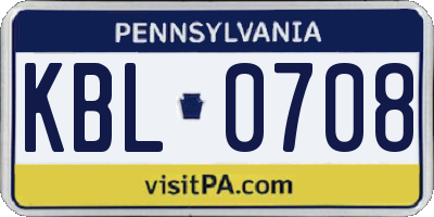 PA license plate KBL0708