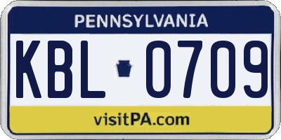 PA license plate KBL0709