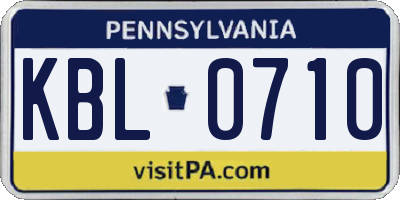 PA license plate KBL0710