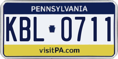 PA license plate KBL0711