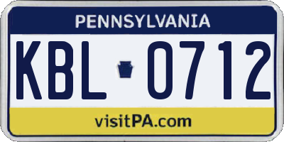PA license plate KBL0712