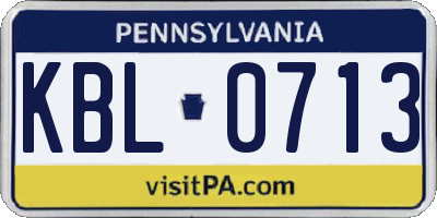 PA license plate KBL0713
