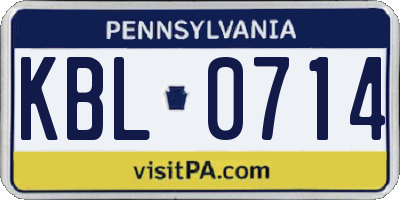 PA license plate KBL0714