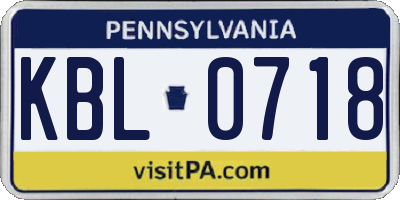 PA license plate KBL0718