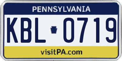 PA license plate KBL0719