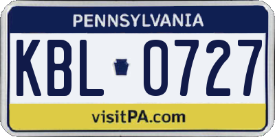 PA license plate KBL0727