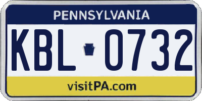 PA license plate KBL0732