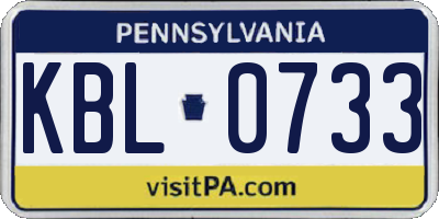 PA license plate KBL0733
