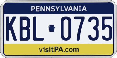 PA license plate KBL0735