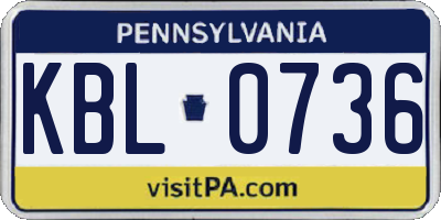 PA license plate KBL0736