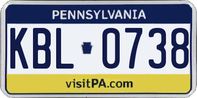 PA license plate KBL0738