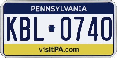 PA license plate KBL0740