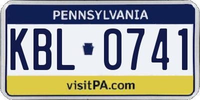 PA license plate KBL0741