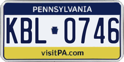 PA license plate KBL0746