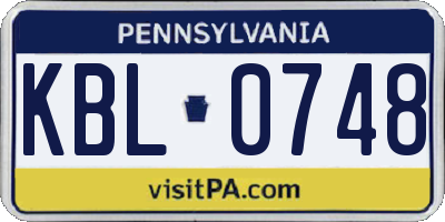 PA license plate KBL0748