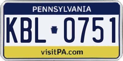 PA license plate KBL0751