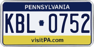 PA license plate KBL0752