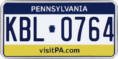PA license plate KBL0764