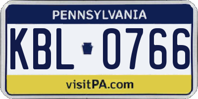 PA license plate KBL0766