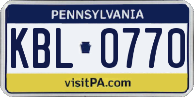 PA license plate KBL0770