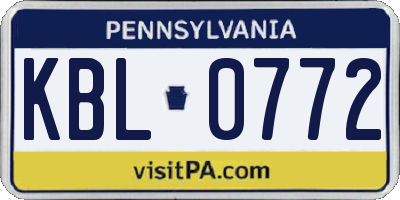 PA license plate KBL0772