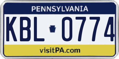 PA license plate KBL0774