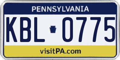 PA license plate KBL0775