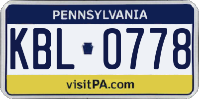 PA license plate KBL0778
