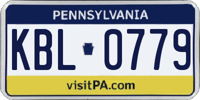 PA license plate KBL0779