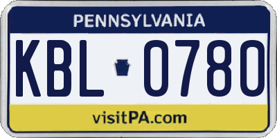 PA license plate KBL0780